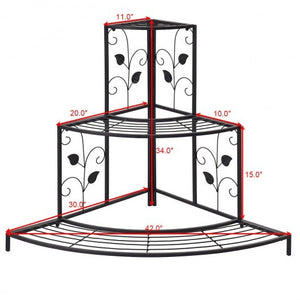 3 Tier Floral Corner Metal Plant Pot Rack