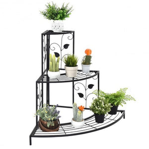 3 Tier Floral Corner Metal Plant Pot Rack