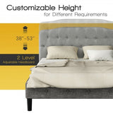 Queen Upholstered Headboard with Adjustable Heights-Dark Gray