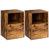 Set of 2 Nightstands Side End Table for Living Room-Brown