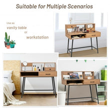 42-Inch Vanity Desk with Tabletop Shelf and 2 Drawers-Natural