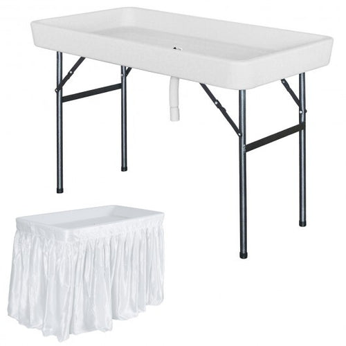 4 Feet Plastic Party Ice Folding Table with Matching Skirt