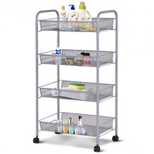 Black/Gray 4 Tier Storage Rack Trolley Cart-Black