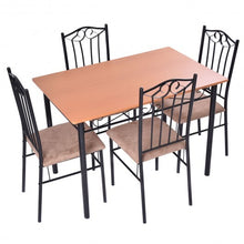 5 Pieces Dining Set Wooden Table and 4 Cushioned Chairs