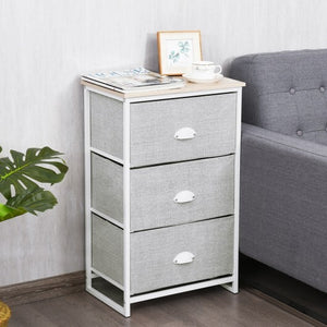 Nightstand Side Table Storage Tower Dresser Chest with 3 Drawers-Black