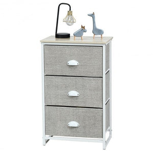 Nightstand Side Table Storage Tower Dresser Chest with 3 Drawers-Black