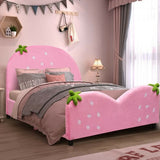 Kids Children Upholstered Berry Pattern Toddler Bed