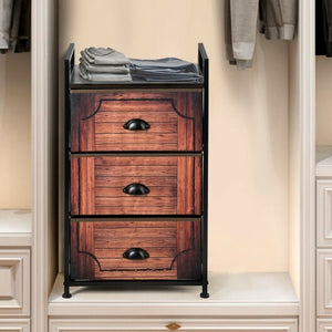 Industrial 3-Layers Fabric Dresser with Fabric Drawers and Steel Frame