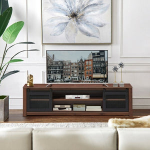 TV Stand Entertainment Center for TV's up to 65 Inch with Adjustable Shelves-Brown