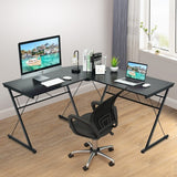 59 Inches L-Shaped Corner Desk Computer Table for Home Office Study Workstation-Black