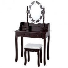 Makeup Dressing Table with Touch Switch Lighted Mirror and Cushioned Stool-Black