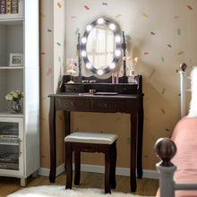 Makeup Dressing Table with Touch Switch Lighted Mirror and Cushioned Stool-Black