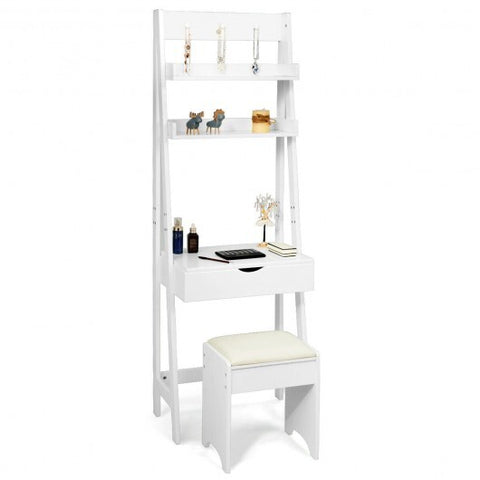 3-in-1 Modern Shelf Vanity Set with Flip Top Mirror and 6 Makeup Organizers