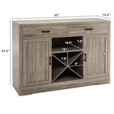 Wooden Buffet Cabinet with 2 Large Storage Drawers and Detachable Wine Rack