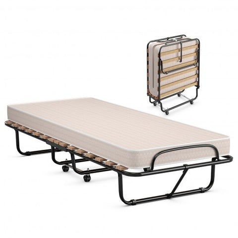 Folding Guest Bed with Memory Foam Mattress Made in Italy