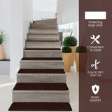 15 Pieces 30 x 8 Inch Slip Resistant Soft Stair Treads Carpet-Brown