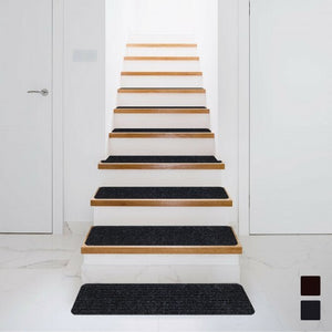 15 Pieces 30 x 8 Inch Slip Resistant Soft Stair Treads Carpet-Brown