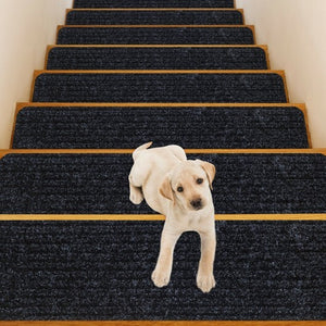 15 Pieces 30 x 8 Inch Slip Resistant Soft Stair Treads Carpet-Brown