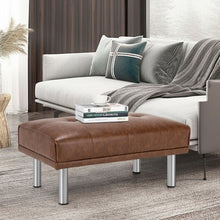 Rectangle Tufted Ottoman with Stainless Steel Legs for Living Room-Black