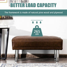Rectangle Tufted Ottoman with Stainless Steel Legs for Living Room-Black