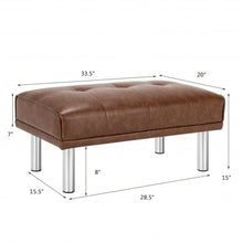 Rectangle Tufted Ottoman with Stainless Steel Legs for Living Room-Black