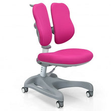 Adjustable Height Student Chair with Sit-Brake Casters and Lumbar Support for Home and School-Pink