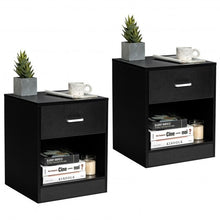2 Pieces Nightstand with Storage Drawer and Cabinet-Brown