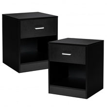 2 Pieces Nightstand with Storage Drawer and Cabinet-Brown