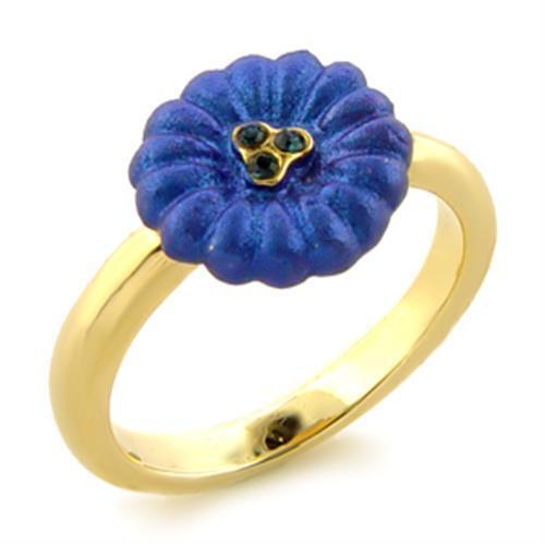 LO091 - White Metal Ring Gold Women Top Grade Crystal Montana