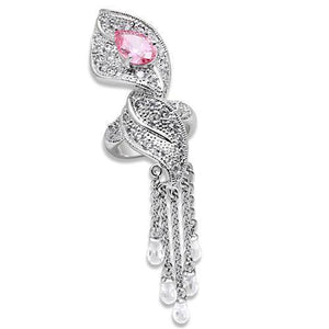LO1010 - Brass Ring Rhodium Women AAA Grade CZ Rose