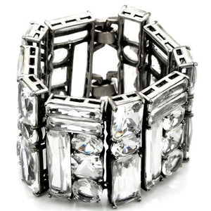 LO1135 - Brass Bracelet Antique Silver Women Synthetic Clear