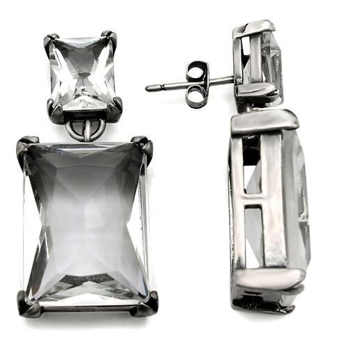 LO1139 - Brass Earrings Antique Silver Women AAA Grade CZ Clear
