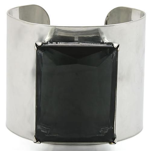 LO1145 - Brass Bangle Antique Silver Women Synthetic Black Diamond