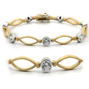 LO1154 - Brass Bracelet Matte Gold & Rhodium Women AAA Grade CZ Clear