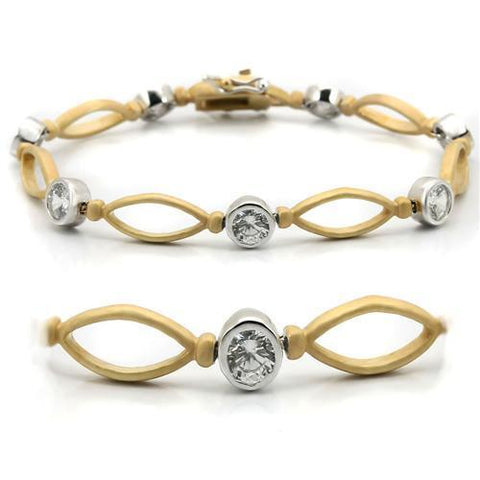 LO1154 - Brass Bracelet Matte Gold & Rhodium Women AAA Grade CZ Clear