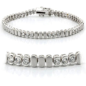LO1159 - Brass Bracelet Matte Rhodium & Rhodium Women AAA Grade CZ Clear