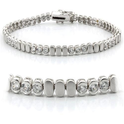 LO1159 - Brass Bracelet Matte Rhodium & Rhodium Women AAA Grade CZ Clear