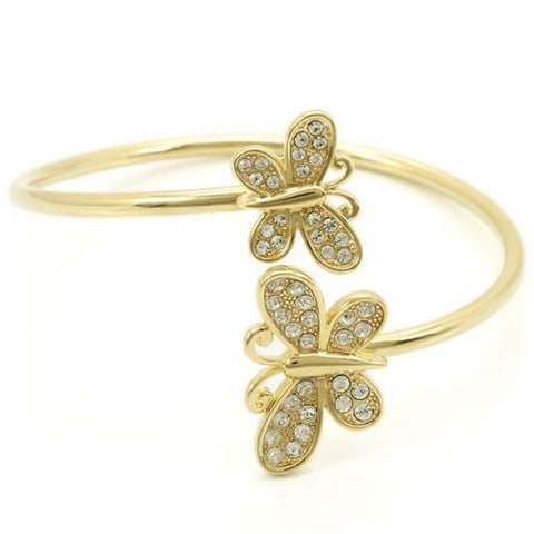 LO1177 - Brass Bangle Gold Women Top Grade Crystal Clear