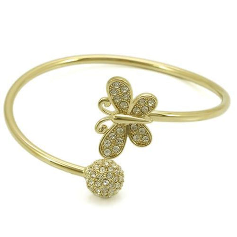 LO1179 - Brass Bangle Gold Women Top Grade Crystal Clear