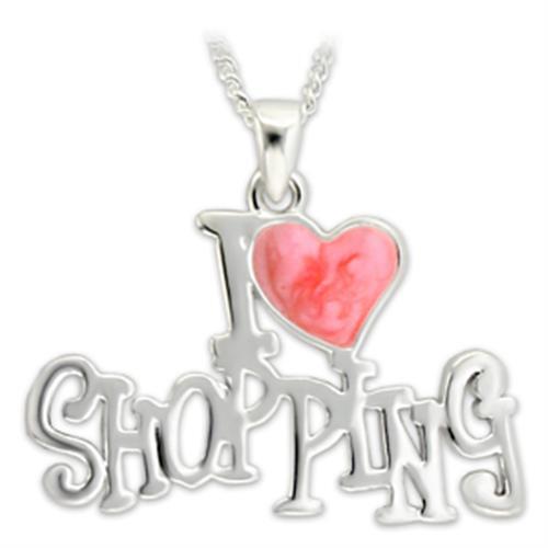 LO1184 - Brass Pendant Silver Women Epoxy Rose