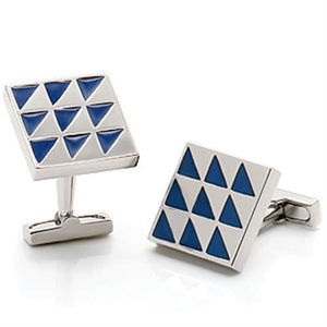 LO1191 - Brass Cufflink Rhodium Men Epoxy Montana