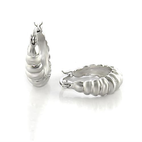 LO123 - Brass Earrings Matte Rhodium & Rhodium Women No Stone No Stone