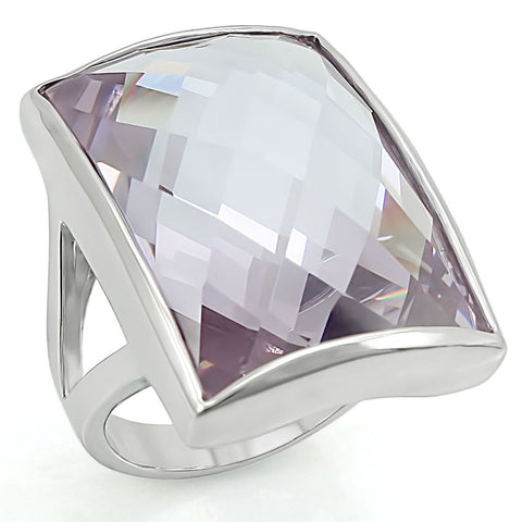 LO1252 - Brass Ring Rhodium Women AAA Grade CZ Light Amethyst