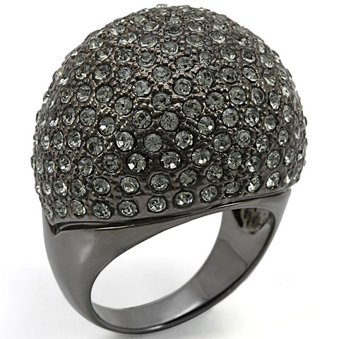 LO1264 - Brass Ring Ruthenium Women Top Grade Crystal Black Diamond