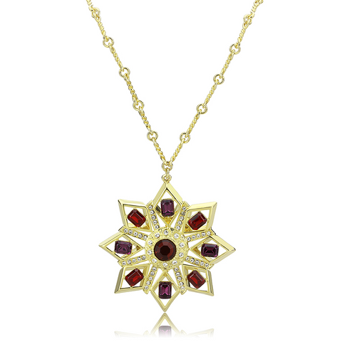 LO1301 - Brass Chain Pendant Gold Women Top Grade Crystal Multi Color