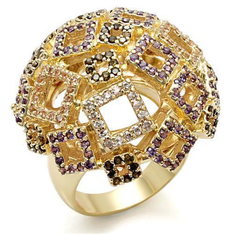 LO1485 - Brass Ring Imitation Gold Women AAA Grade CZ Multi Color