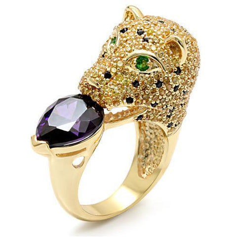 LO1499 - Brass Ring Imitation Gold Women AAA Grade CZ Amethyst