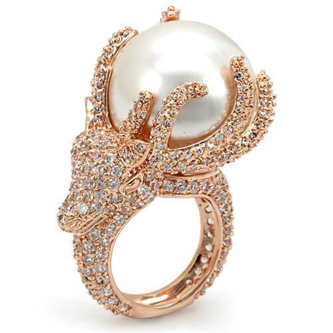 LO1533 - Brass Ring Rose Gold Women Synthetic White