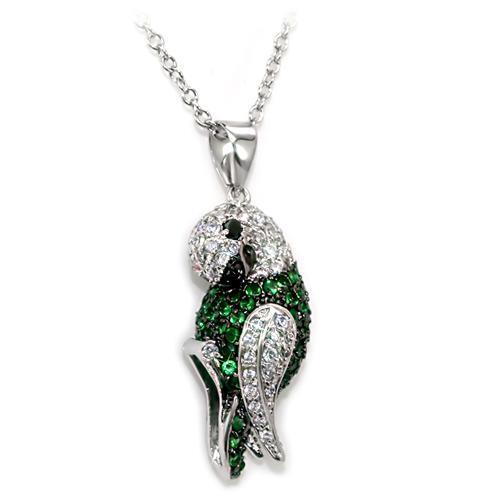 LO1567 - Brass Chain Pendant Rhodium + Ruthenium Women AAA Grade CZ Multi Color