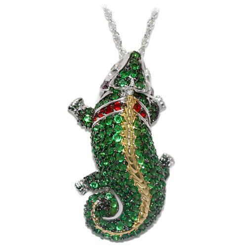 LO1568 - Brass Chain Pendant Rhodium+Gold+ Ruthenium Women AAA Grade CZ Multi Color